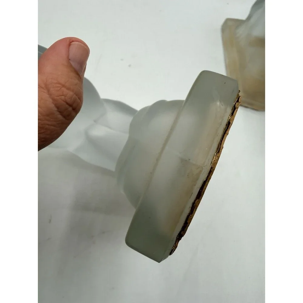 Vintage Frosted Glass Rearing Horse Bookends Art Deco Pair 8